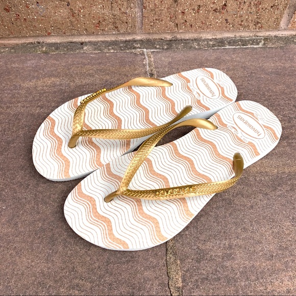 gold metallic flip flops sandals